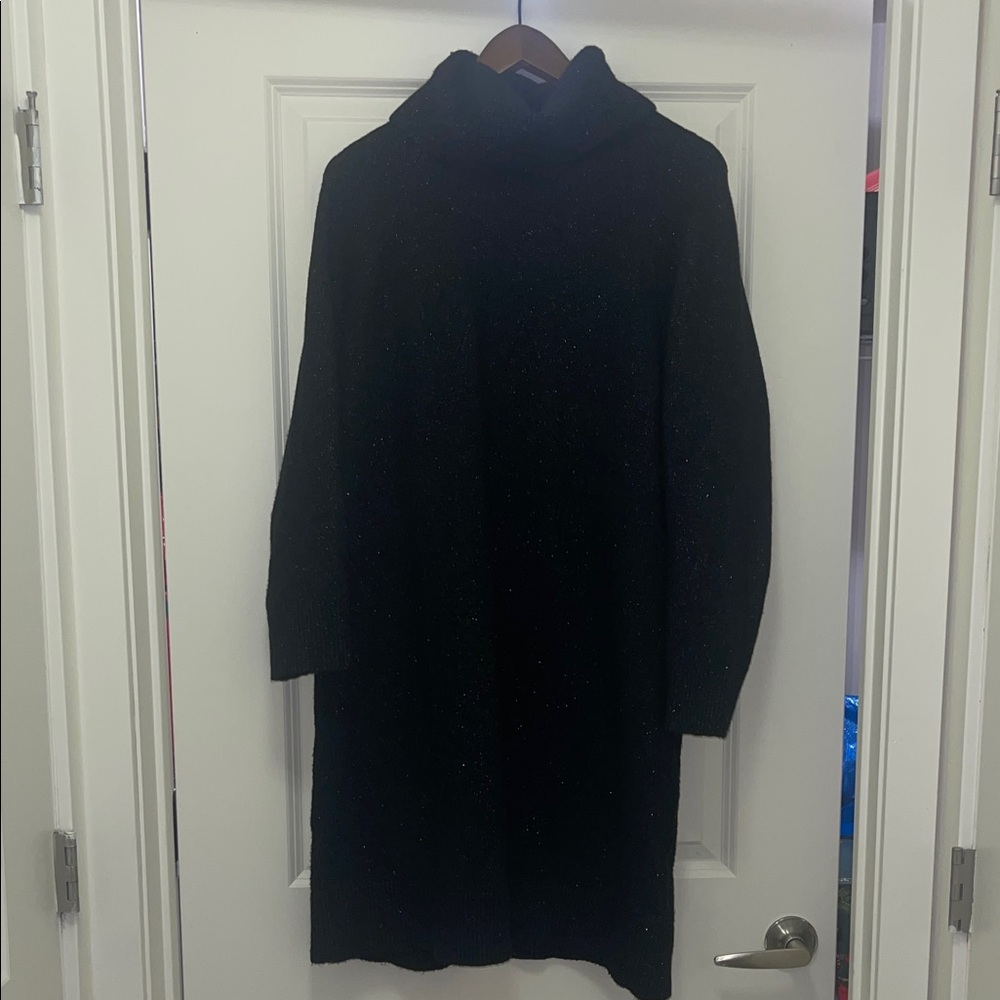 Cozy Black Turtleneck Sweater Dress